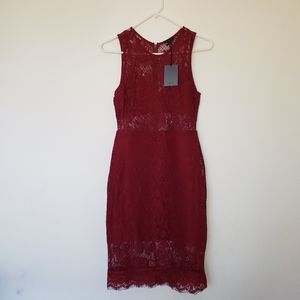 NBD Red Lace Cutout Dress